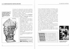 Due pagine all'interno del Quaderno n. 4 dedicato alla Composizione Meccanica in tipografia