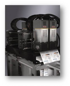 Particolare delle teste di stampa inkjet sulla Kodak Prosper