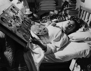 Juan Guzmaàn Frida Khalo pintando-su cuadro mi familia, 1950 Stampa alla gelatina d'argento, 21, x 23,3 cm Stampa degli anni '60 Galleria Lopez Quiroga
