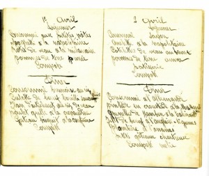 Diario dei menù per Vittorio Emanuele III,  8.10 1910 - 9.01.1911