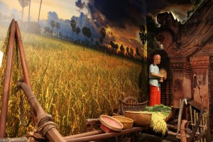 Uno dei pannelli di visual communication del padiglione Cambogia