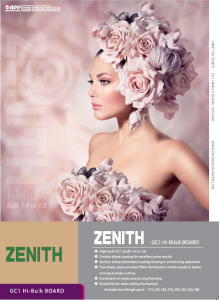 Zenith è un cartoncino studiato per ottimizzare cordonature e taglio a fustella