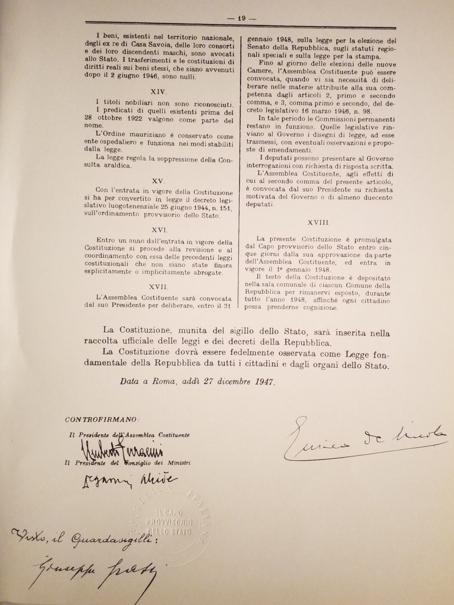 costituzione la penultima pagina 1947