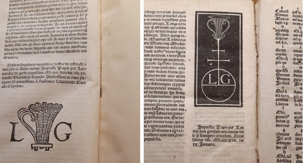 Fig.1 Marca di Leonardo Gerla prima e seconda versione
