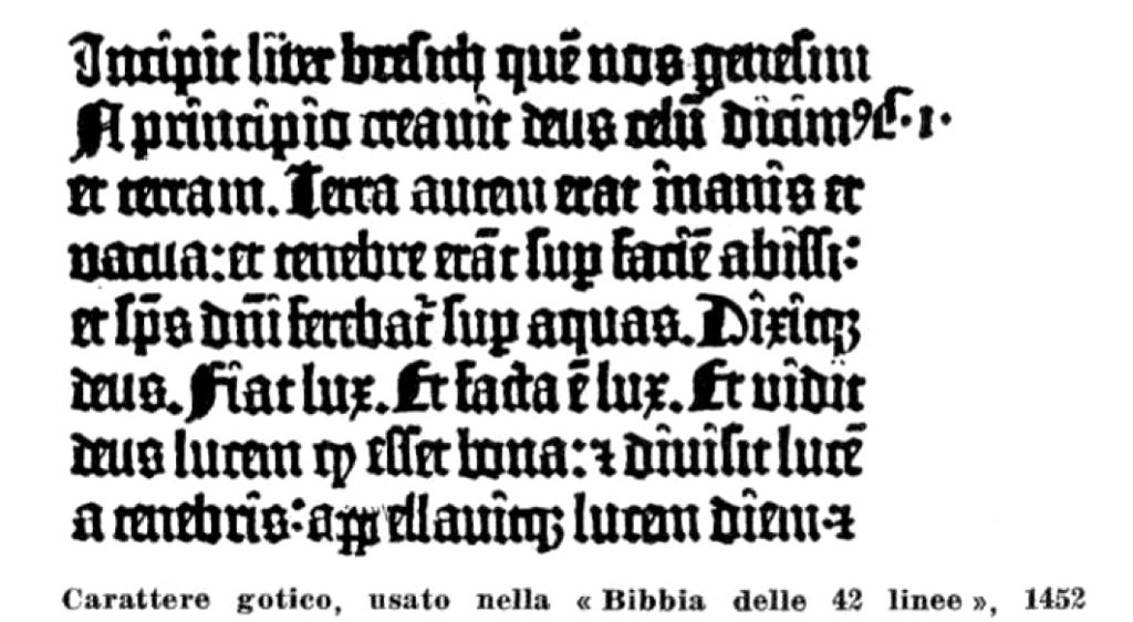 Carattere gotico usato nella Bibbia delle 42 righe